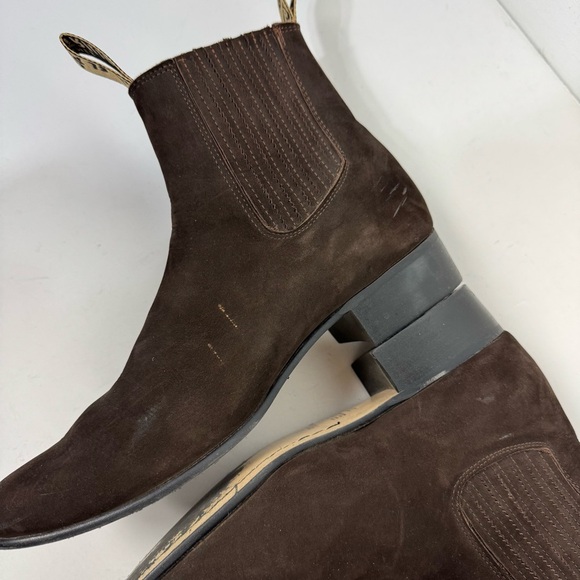 El Potrillo Brown Leather Suede Chelsea Ankle Boots Western Rodeo Country - Picture 6 of 8